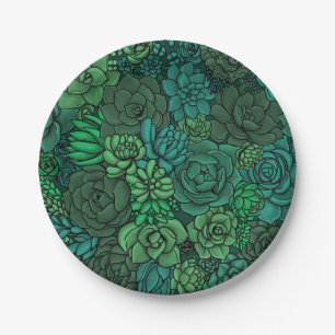 Succulent garden in green paper plate