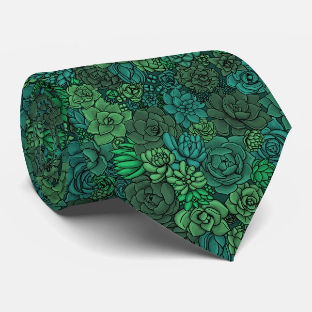 Succulent garden in green tie (Rolled)
