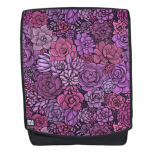 Succulent garden in pink and violet backpack