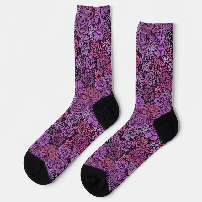 Succulent garden in pink and violet socks (Left)