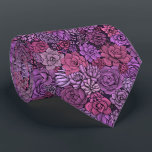 Succulent garden in pink and violet tie<br><div class="desc">Hand -drawn pattern with various succulent plants.</div>