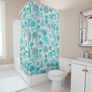Succulent garden shower curtain