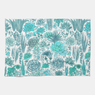 Succulent garden tea towel