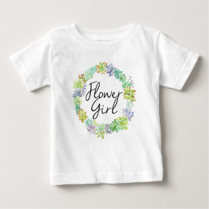 Succulent Garden Watercolor Flower Girl Baby T-Shirt