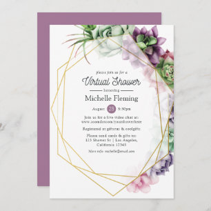 Succulent Geometric Virtual Bridal or Baby Shower Invitation