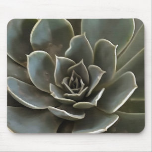 Succulent Green Grey Tones Mouse Pad
