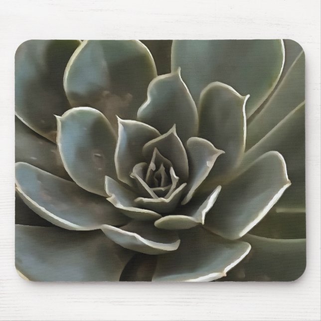 Succulent Green Grey Tones Mouse Pad (Front)
