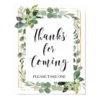 Succulent greenery boho thanks for coming sign