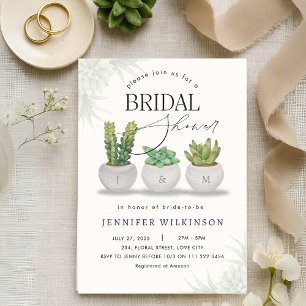 Succulent Greenery Bridal Shower Invitation