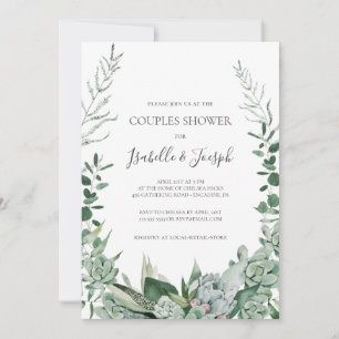 Succulent Greenery Couples Shower Invitation