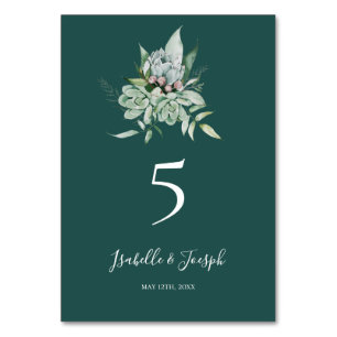 Succulent Greenery   Dark Green Table Number