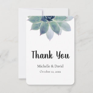 Succulent Greenery Elegant Typography Wedding Thank You Card