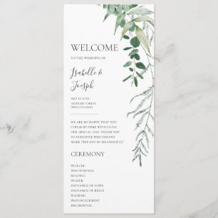 Succulent Greenery Flat Wedding Program Programme