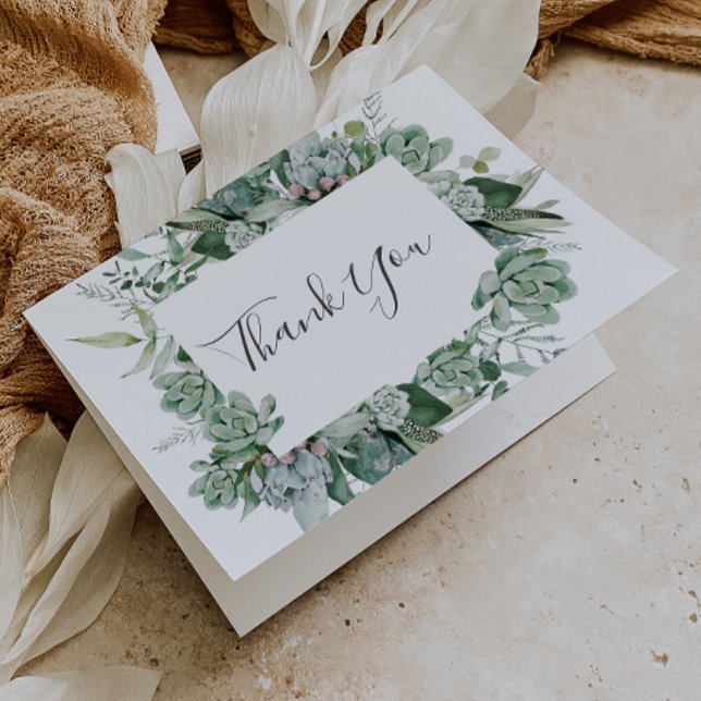 Succulent Greenery | Folded Thank You Card (Creator Uploaded)