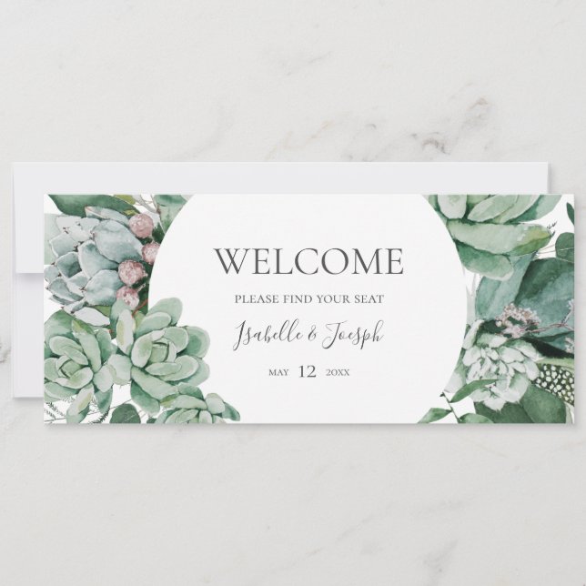 Succulent Greenery | Hanging Seating Chart Header (Front)