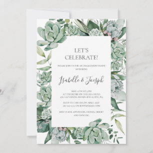 Succulent Greenery Let's Celebrate Invitation