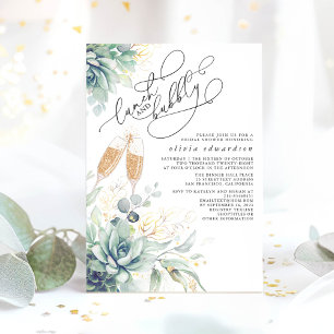 Succulent Greenery Lunch and Bubbly Bridal Shower Invitation