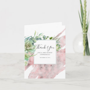 Succulent Greenery Rose Gold Modern Thank You