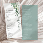 Succulent Greenery Sage Green Flat Wedding Program Programme<br><div class="desc">This succulent greenery sage green flat wedding program is perfect for your boho sage green tropical floral wedding. The design features modern watercolor artwork, including light green eucalyptus, delicate fern, and classic succulent varieties, giving the design a simple, elegant secret garden feel, perfect for any spring, summer, fall, or winter...</div>