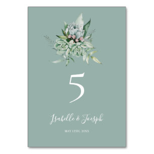 Succulent Greenery Sage Green Table Number