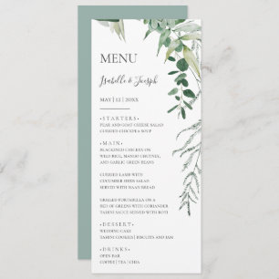 Succulent Greenery Sage Green Wedding Dinner Menu