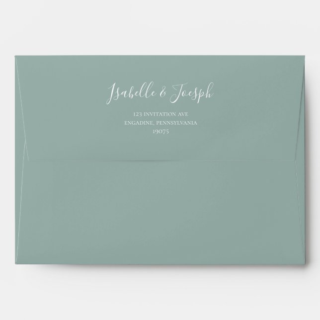 Succulent Greenery | Sage Green Wedding Invitation Envelope (Back (Top Flap))