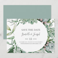 Succulent Greenery | Sage Horizontal Save the Date