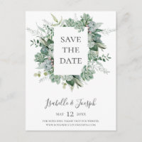 Succulent Greenery | Save The Date Postcard