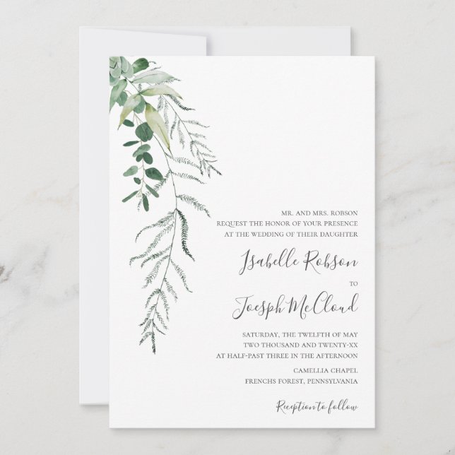 Succulent Greenery | Traditional Wedding Invitatio Invitation (Front)