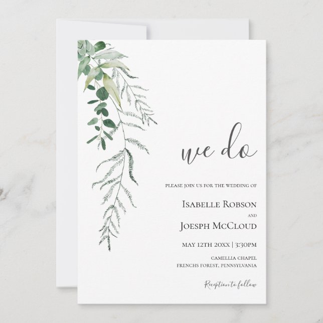 Succulent Greenery | We Do Wedding Invitation (Front)