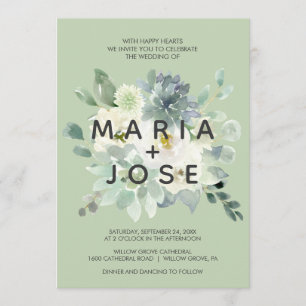 Succulent Greenery Wedding Invitation