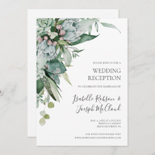 Succulent Greenery   Wedding Reception Invitation