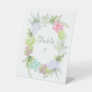 Succulent Greenery Wreath Bridal Shower Table  Pedestal Sign