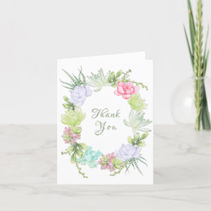 Succulent Greenery Wreath Bridal Shower  Thank You Card