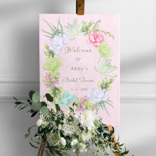 Succulent Greenery Wreath Bridal Shower Welcome Poster