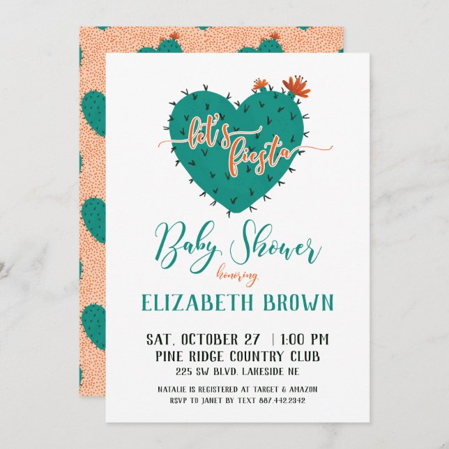 Succulent Heart Fiesta Baby Shower Invitation (Front/Back)