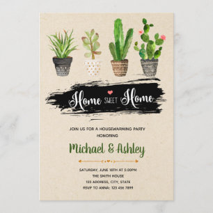 Succulent housewarming party invitation