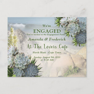 Succulent Hues of Pale Blues Engagement Invitation Postcard