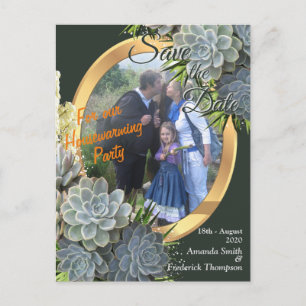 Succulent Hues of Pale Blues & Green  Housewarming Announcement Postcard