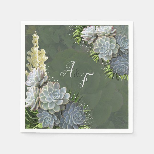 Succulent Hues of Pale Blues Napkins (Front)