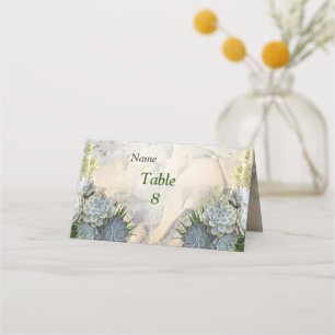 Succulent Hues of Pale Blues Place Card