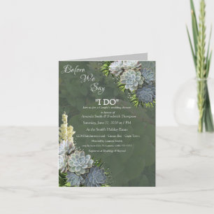 Succulent Hues of Pale Blues Wedding Shower Invitation