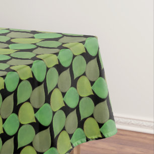 Succulent Jade Tree Green Leaves on Black Tablecloth