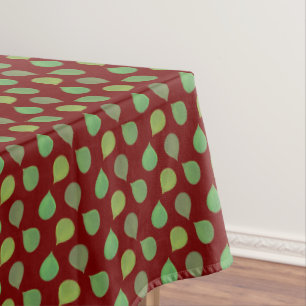 Succulent Jade Tree Green Leaves on Maroon Tablecloth