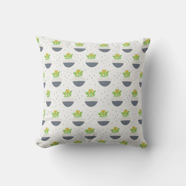 Succulent Kalanchoe Plant Mum Pattern Cushion (Front)