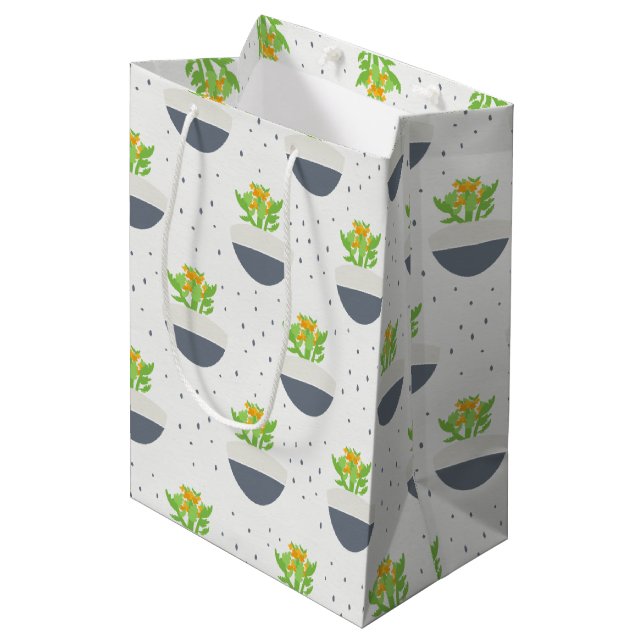 Succulent Kalanchoe Plant Mum Pattern Medium Gift Bag (Front Angled)
