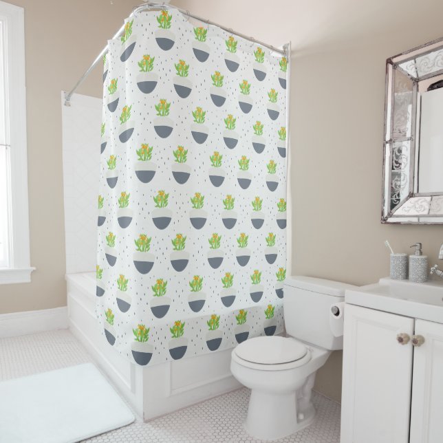 Succulent Kalanchoe Plant Mum Pattern Shower Curtain (In Situ)