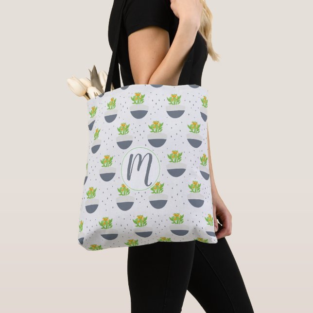 Succulent Kalanchoe Plant Mum Pattern Tote Bag (Close Up)