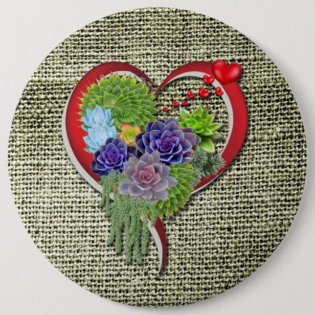 Succulent-lovers garden plant 6 cm round badge (Front)