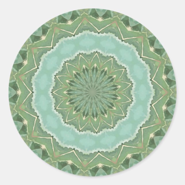 Succulent Mandala Classic Round Sticker (Front)